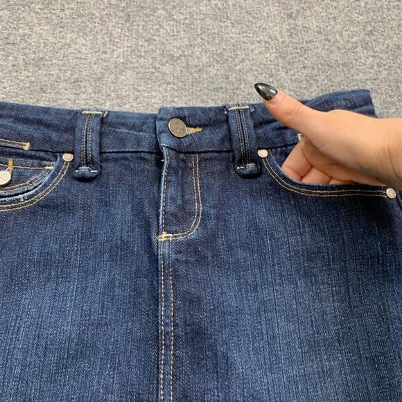 Paige Skirt Womens 25 Denim Pico Round Flap Back Pockets Straight Stretch Jean - Picture 3 of 10